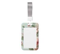 Porte-badge vertical en ABS avec motif floral romantique avec film de numérisation transparent