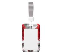 Porte-badge vertical en ABS rouge romantique Tour Eiffel, badge nominatif avec film transparent