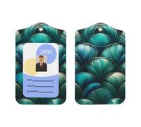Porte-badge vertical en cuir synthétique avec cordon, écailles de sirène bleu sarcelle, vert