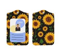 Porte-badge vertical en cuir synthétique avec cordon et motif tournesol pour Ofiice