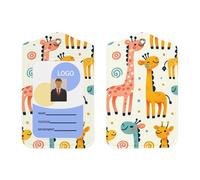 Porte-badge vertical en cuir synthétique avec cordon, girafe colorée