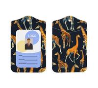 Porte-badge vertical en cuir synthétique avec cordon, motif girafe mignonne