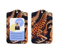 Porte-badge vertical en cuir synthétique avec cordon, motif girafe pour Ofiice