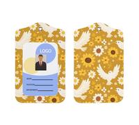 Porte-badge vertical en cuir synthétique avec cordon, motif pâquerettes de la paix