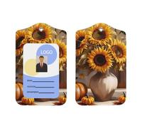 Porte-badge vertical en cuir synthétique avec cordon, motif tournesol, citrouille et peinture à l'huile pour Ofiice