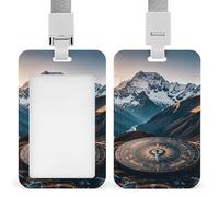 Porte-badge vertical en forme de boussole de montagne - Étanche - Avec cordon amovible durable - Pour enseignants de bureau et d'usine