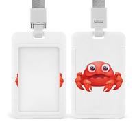 Porte-badge vertical en forme de crabe rouge mignon avec cordon, résistant et imperméable, idéal pour le bureau, les croisières et les enseignants. Protection de badge adorable.
