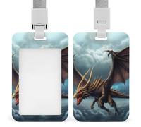 Porte-badge vertical en forme de dragon volant avec lanière détachable et robuste - Porte-badge étanche - Pour infirmière, officier, enseignant, personnel de sécurité