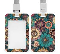 Porte-badge vertical en forme de fleur bohème - Étanche - Avec cordon amovible durable - Pour enseignants de bureau et d'usine