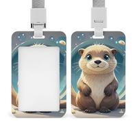 Porte-badge vertical en forme de loutre de dessin animé - Étanche - Avec cordon amovible durable - Pour enseignants de bureau et d'usine