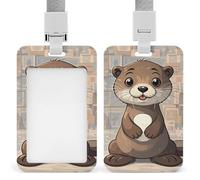 Porte-badge vertical en forme de loutre de dessin animé - Étanche - Avec cordon amovible durable - Pour enseignants de bureau et d'usine