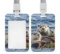 Porte-badge vertical en forme de loutre de mer avec lanière amovible durable pour enseignants d'usine de bureau