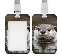 Porte-badge vertical en forme de loutre mignon avec lanière détachable et robuste pour badge de travail, porte-carte de travail, protecteur pour infirmière, officier, enseignant, personnel de sécurité