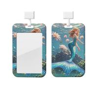 Porte-badge vertical en forme de queue de sirène avec clips coulissants en plastique rigide pour infirmières, bureau