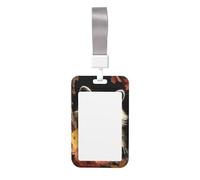 Porte-badge vertical en forme de raton laveur en automne avec lanière en plastique rigide pour badge de travail, cartes d'identité, cartes de crédit, clés verticales, pour bureau, femme et homme