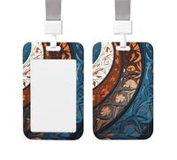 Porte-badge vertical en plastique avec motif spirale et courbe, porte-badge avec lanière - Porte-badge étanche pour porte-nom - Porte-badge de travail pour bureau