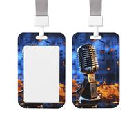 Porte-badge vertical en plastique pour carte d'identité, microphone avec porte-badge et notes de musique avec lanière et porte-nom étanche, pour bureau