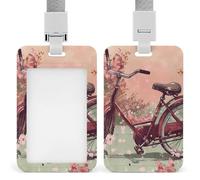 Porte-badge vertical en plastique pour carte d'identité - Porte-badge d'illustration de vélo avec lanière - Porte-badge étanche - Porte-badge de travail pour employés de bureau