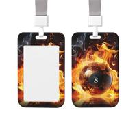 Porte-badge vertical en plastique pour carte d'identité - Protection en forme de boule de billard sur le feu avec lanière - Porte-carte d'identité étanche - Pour employés de bureau