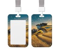 Porte-badge vertical en plastique pour carte d'identité, tracteur agricole, moissonneuse-batteuse avec lanière - Porte-badge étanche pour le personnel de bureau