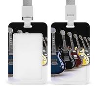 Porte-badge vertical en plastique pour guitare électrique avec lanière - Porte-badge étanche - Porte-badge de travail pour employés de bureau