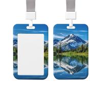 Porte-badge vertical en plastique - Protection contre les reflets de la montagne dans le lac - Avec lanière - Porte-carte d'identité étanche - Pour bureau
