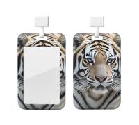 Porte-badge vertical en plastique rigide avec clips coulissants, pour infirmières, bureau - Noir et blanc
