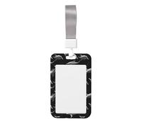 Porte-badge vertical en plastique rigide avec cordon imprimé dauphins noirs