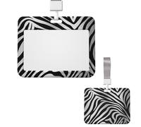 Porte-badge vertical en plastique rigide avec imprimé zèbre pour infirmières, bureau