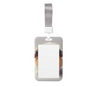 Porte-badge vertical en plastique rigide avec lunettes en forme de cochon d'Inde avec cordon coulissant pour le travail, le bureau, les femmes et les hommes
