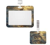 Porte-badge vertical en plastique rigide avec motif dauphin dans l'océan pour infirmières et bureau