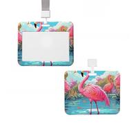 Porte-badge vertical en plastique rigide avec motif flamant rose, oiseau, porte-badge, porte-badge pour infirmières, bureau