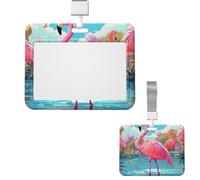 Porte-badge vertical en plastique rigide avec motif flamant rose, oiseau, porte-badge, porte-badge pour infirmières, bureau