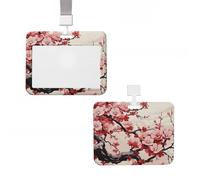 Porte-badge vertical en plastique rigide avec motif floral japonais en fleur de cerisier pour infirmières, bureau