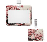 Porte-badge vertical en plastique rigide avec motif floral japonais en fleurs de cerisier pour infirmières, bureau