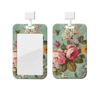 Porte-badge vertical en plastique rigide avec motif floral vintage pour infirmières, bureau