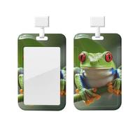 Porte-badge vertical en plastique rigide avec motif grenouille aux yeux rouges pour infirmières et bureau
