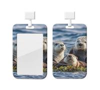 Porte-badge vertical en plastique rigide avec motif loutres de mer pour infirmières et bureau