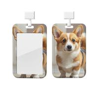 Porte-badge vertical en plastique rigide pour badge d'identification en forme de chien Corgi mignon pour infirmières et bureau