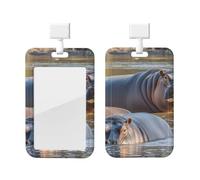 Porte-badge vertical en plastique rigide pour badge d'identification hippopotame pour infirmières et bureau