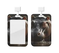 Porte-badge vertical en plastique rigide pour badge d'identification hippopotame pour infirmières et bureau