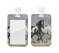 Porte-badge vertical en plastique rigide pour badge d'identification - Noir et blanc - Pour infirmières et bureau