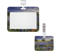 Porte-badge vertical en plastique rigide pour infirmières et bureau Motif paysage du Texas Bluebonnets