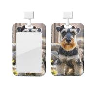 Porte-badge vertical en plastique rigide pour infirmières et bureau - Motif schnauzer mignon