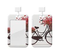 Porte-badge vertical en plastique rigide pour porte-badge d'identification en forme de vélo rouge avec fleurs pour infirmières et bureau
