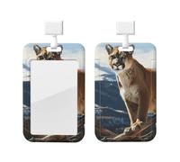 Porte-badge vertical en plastique rigide pour porte-badge d'identification Panthère et lion de montagne pour infirmières et bureau