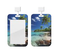 Porte-badge vertical en plastique rigide pour porte-badge d'identification Paradis tropical pour infirmières et bureau