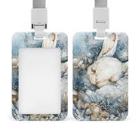 Porte-badge vertical étanche avec lanière détachable - Porte-carte d'identité en forme de lapin endormi - Porte-carte transparent - Joli porte-étiquette pour infirmière, enseignant médical, cadeau de