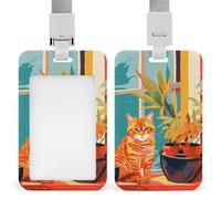 Porte-badge vertical étanche avec motif de chat avec lanière détachable - Porte-carte d'identité transparent - Porte-nom mignon pour infirmière, enseignant médical, cadeau de bureau