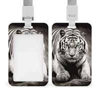 Porte-badge vertical étanche noir et blanc avec lanière détachable - Porte-carte d'identité transparent - Porte-nom mignon pour infirmière, enseignant médical, enseignant - Cadeau de bureau
